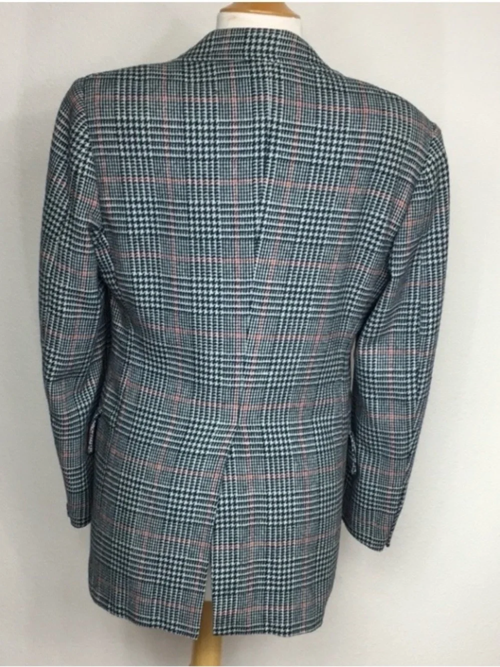 Vintage Men The Highlander Tailored Grey Glen Plaid Wool Classic Blazer Size 36S